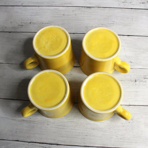 Fiesta Coffee Cup Mugs Sunflower Yellow Lot 4 Made in USA Homer Laughlin - Picture 9 of 11